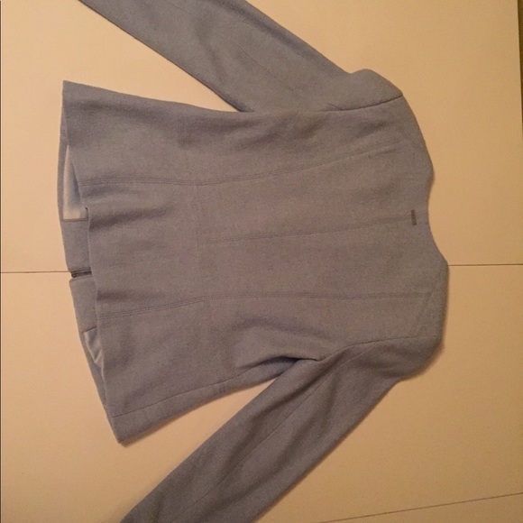 Blue cropped wool blend blazer jacket medium sz 8 - Picture 4 of 8